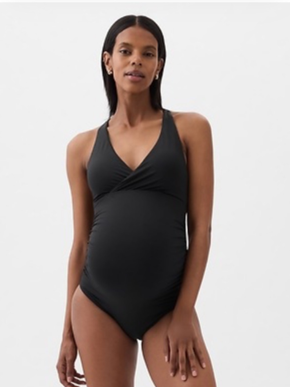GAP MATERNITY Black One-Piece Cross-Back Swimsuit, XL
